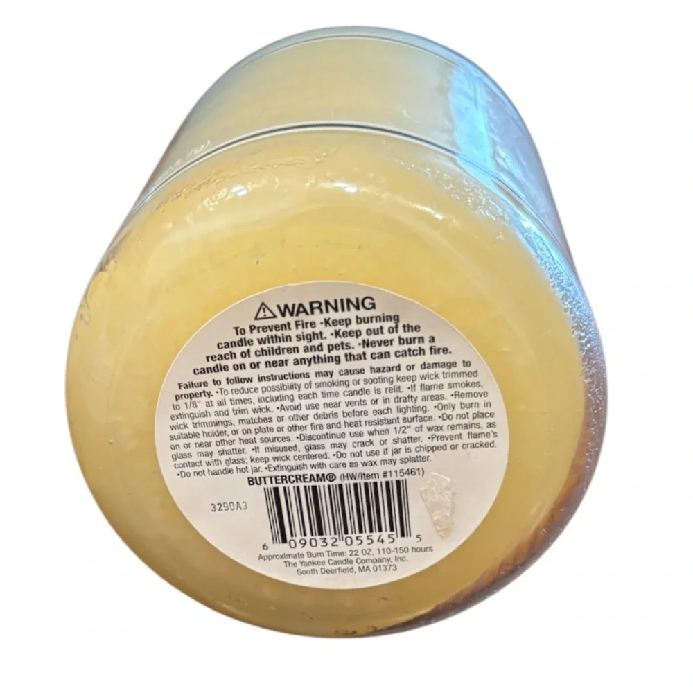 Yankee Candle Jar Buttercream Rare Vintage Black Band Retired Cream Yellow 22 Oz